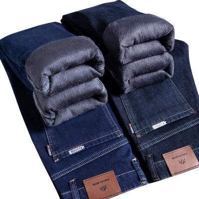 罗蒙加绒加厚牛仔裤男秋冬款