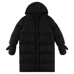oddtails男童三防羽绒服长款连帽防风冬装2025新款加厚纯色外套潮