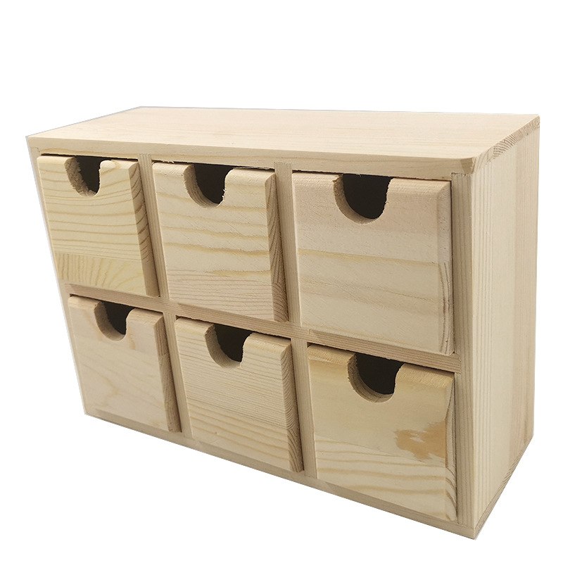 zakka原木色抽屉式收纳盒桌面实木盒格储木制多家居杂物物整理盒