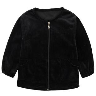 儿童罩衣秋冬水晶绒男宝宝洋气加厚羽绒服防脏护衣小孩吃饭围衣兜