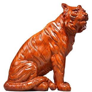 花梨木质老虎摆件实木制雕刻十二生肖木头小老虎吉祥物装饰工艺品