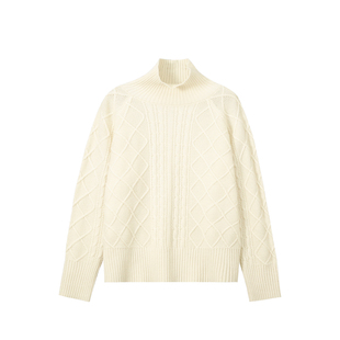 郑买买 斑驳之境 秋冬款纯色简约百搭高领绞花巨好看的内搭毛衣女