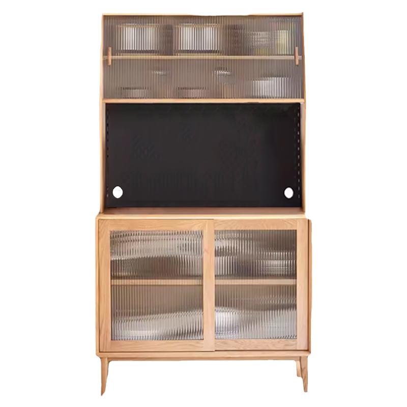 工厂直销全实木餐边柜纯橡木一体餐厅高柜简约北欧储物柜红橡木