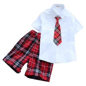 男童女童格子套装新款幼儿园园服中裤中小学生夏季班服毕业照衬衫