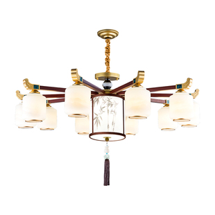 新中式吊灯客厅灯宋代美学中国风朝下餐厅灯新款别墅复式楼大吊灯