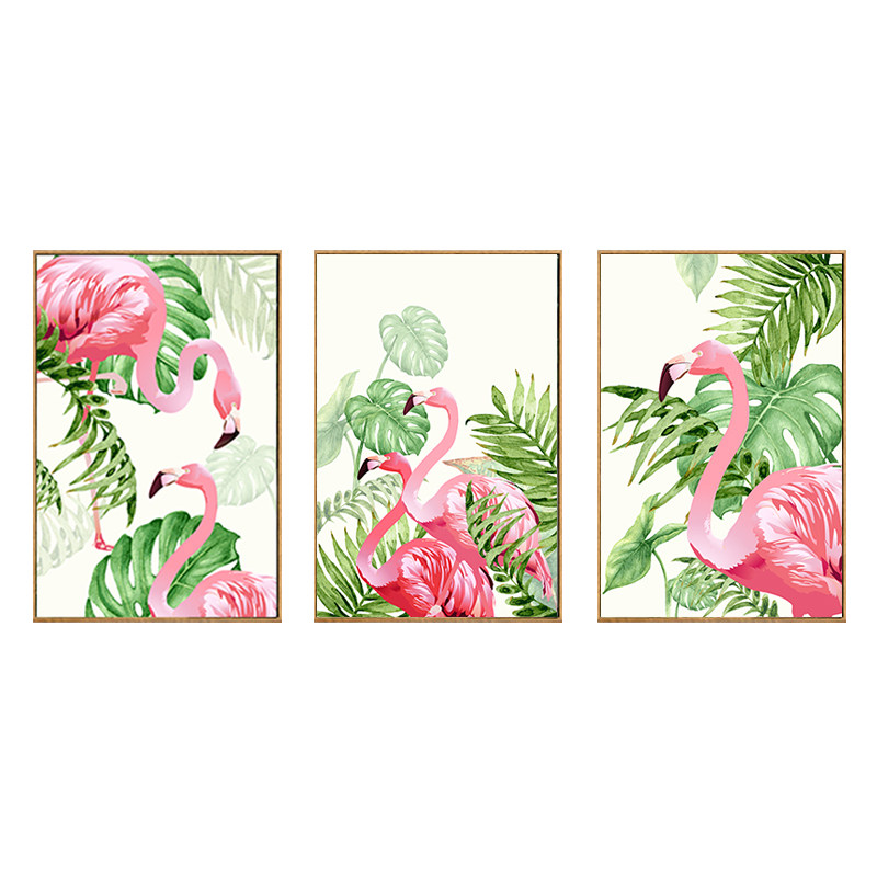 北欧风格火烈鸟直播间客厅装饰画