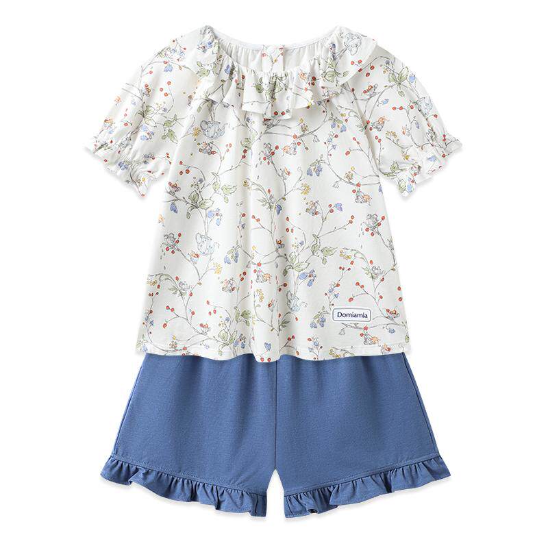 Domiamia儿童家居服女童短袖睡衣女宝宝夏天衣服空调服