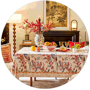 【孤品】蜡笔派福龙系列龙凤和鸣桌布复古红色新婚台布A