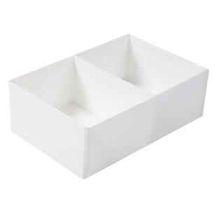 留存道白色斯图克布艺分隔收纳盒PP板家用抽屉衣物杂物整理储物盒