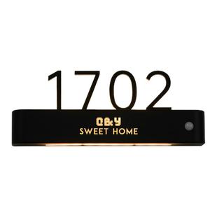 2025新款高档USB充电发光感应灯门牌号定制家用入户门高级感轻奢公寓别墅人体感应磁吸LED氛围灯房号牌酒店