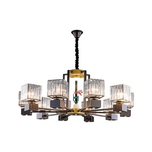 新中式餐厅吊灯与聚光灯餐饮酒店包厢私人房间圆桌水晶吊灯客厅灯