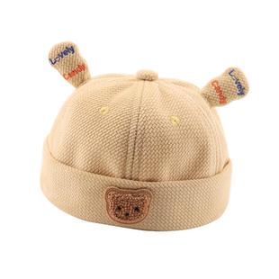 婴儿帽子春秋款超萌幼儿男童小熊瓜皮帽纯棉春季小月龄宝宝地主帽