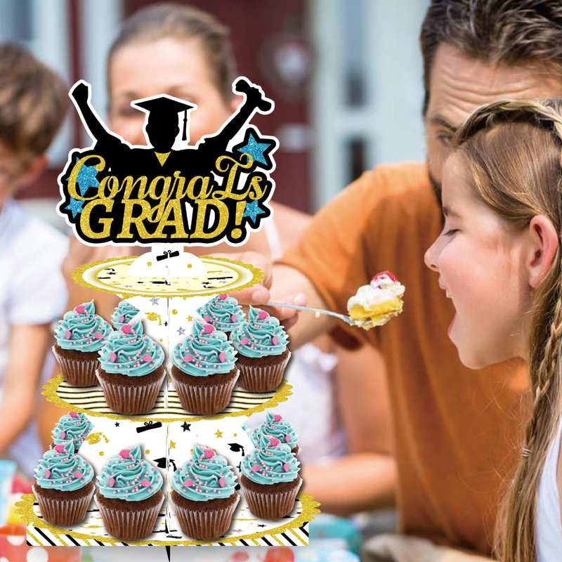 毕业季派对装饰蛋糕架纸杯台蛋糕多层三层生日摆蛋糕甜品展示台