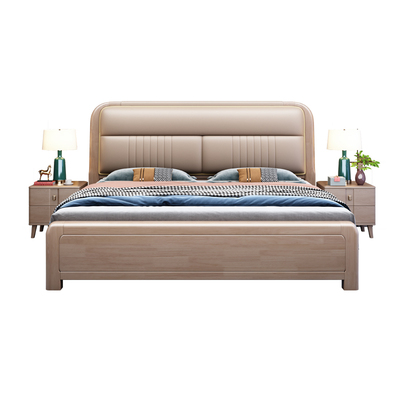 实木床北欧真皮1.8米双人床