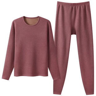 三枪女士保暖内衣加绒加厚中老年秋衣秋裤冬季内搭套装打底保暖衣