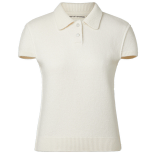 【美丽诺羊毛】IIIVIVINIKO春季新款polo领缩绒短袖修身毛衣女