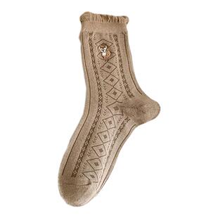 秋季孕妇薄松口复古袜子女大码产妇纯棉长筒睡觉月子袜子产后春秋