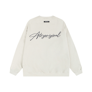 ATRY刺绣卫衣男春季新款美式重磅套头宽松情侣装圆领上衣女款无帽