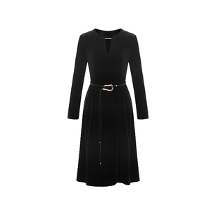 岚天鹅女装天鹅绒赫本风轻奢小黑裙礼服奢华宴会法式宴会连衣裙