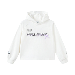 PUMA彪马官方童装新款儿童女童长袖连帽卫衣潮流宽松短款运动衫春