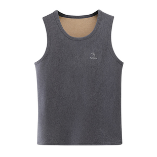 啄木鸟男士红色保暖背心加绒加厚冬季发热防寒中老年贴身打底马甲