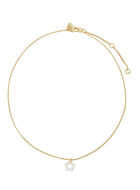 铜镀金链条白色小花吊坠法式项链