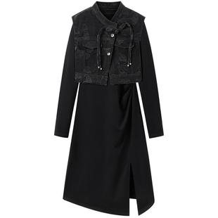 太平鸟女装年冬季款牛仔提花连衣裙A3FCE4169