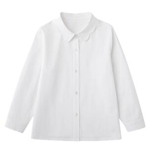 哈齿童装春秋女童上衣亲肤棉质花瓣领白色儿童打底长袖衬衫中大童