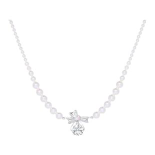 PP饰品《浪漫之名》 蝴蝶结珍珠925纯银项链女小众轻奢气质锁骨链