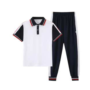 新款陆丰市龙湖中学校服中小学生男女长裤班服广东汕尾夏季短袖