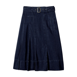 【天丝牛仔】MSLAN春季通勤职场半身裙亲肤半松紧中裙MFCE8209