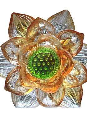 古法琉璃莲花车摆件客厅