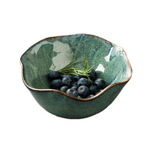 日式荷叶摆台酒店复古窑变餐具一人食碗盘套装单人餐厅碗碟勺子杯