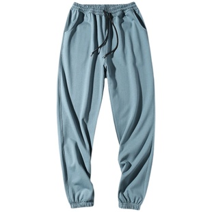 春秋加长版运动裤男115cm 宽松纯棉卫裤高个子大码收口阔腿裤白色