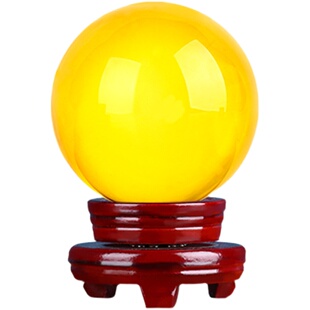 黄水晶球摆件玻璃圆球十二星座摄影透明家居客厅装饰店铺开业礼品