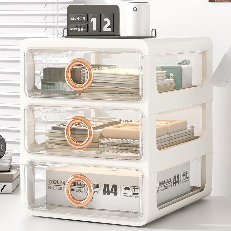 轻奢梳妆台化妆盒护肤品置物架抽屉式桌面透明收纳化妆品架收纳盒