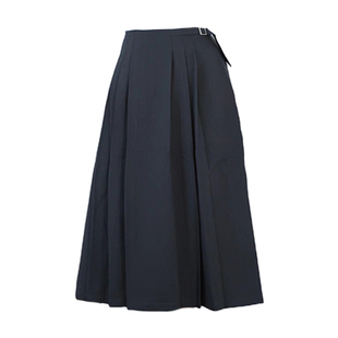 FLOREATELIER秋季灰色百褶半身裙韩系显瘦直筒百搭高腰长裙