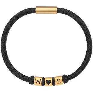 黄金字母手绳男士九乘迦叶金刚结编头发转运珠情侣青丝手链情人节