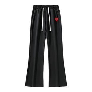 查尔斯桃心 美式弯刀裤子男春秋季微喇高街垂感2025新款休闲长裤