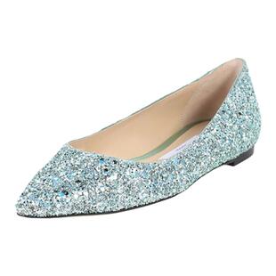 Jimmy Choo周仰杰 女士闪光面料尖头单鞋平底鞋 ROMY FLAT