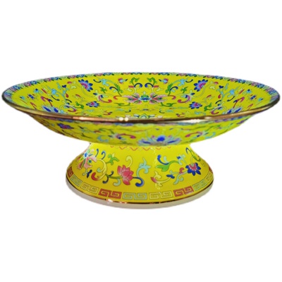 果盆陶瓷大众圆缠枝莲7.5寸高脚