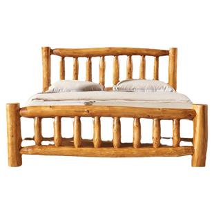 陈实全实木田园床1.81.5米双人柏木家具原木床原生态民宿实木大床