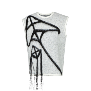 PIHO 24SS以爱之名“风筝”毛衣背心 超细马海芝麻点提花拉毛流苏