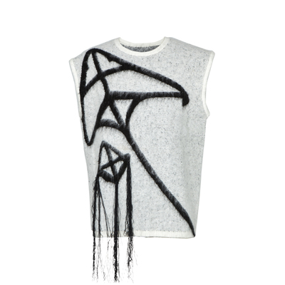 PIHO24SS白色毛衣背心