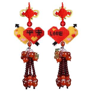 心形爱心十字绣后视镜汽车挂件小挂件车挂饰全珠自己满珠绣新款