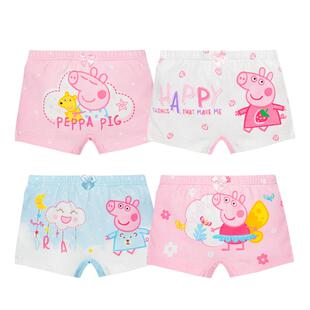 小猪佩奇儿童内裤女纯棉平角短裤女宝宝小童全棉四角裤a类1-3-6岁