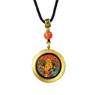 藏村黄财神莲师唐卡吊坠藏式民族风男女款小唐卡项链挂件佩饰挂件