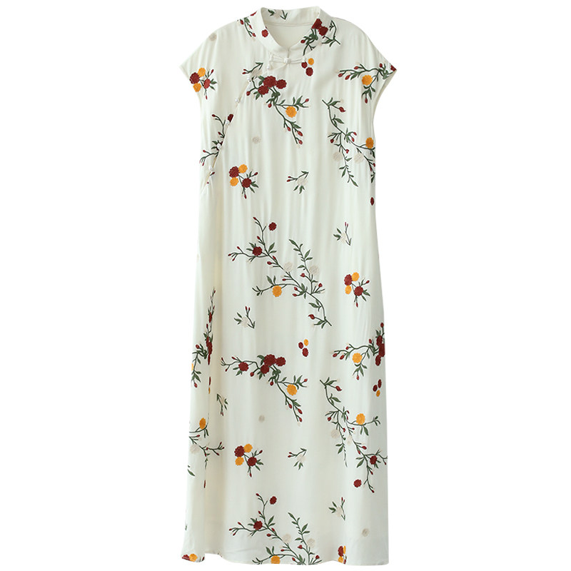 江南范新式改良重工刺绣洋气旗袍2024夏轻奢年轻款气质宽松连衣裙