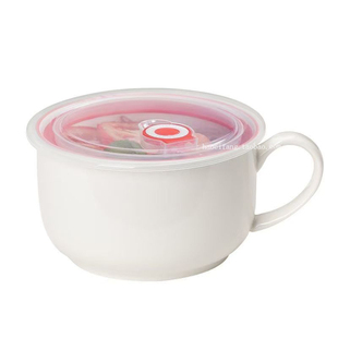 日式创意陶瓷泡面碗学生食堂宿舍带盖大汤碗大号餐具套装可微波炉