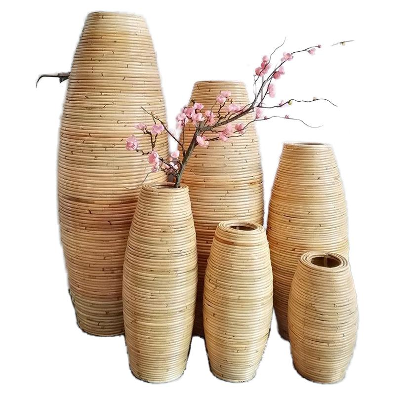 东南亚藤编落地花瓶编织橱窗防摔